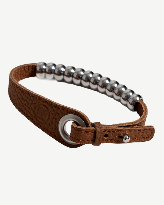 LEATHER CORD BEAD BRACELET (REINOMONO LEATHER)