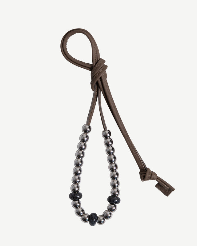 LEATHER CORD BEAD NECKLACE (REINOMONO LEATHER)