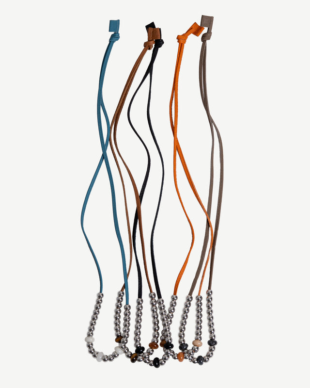LEATHER CORD BEAD NECKLACE (REINOMONO LEATHER)
