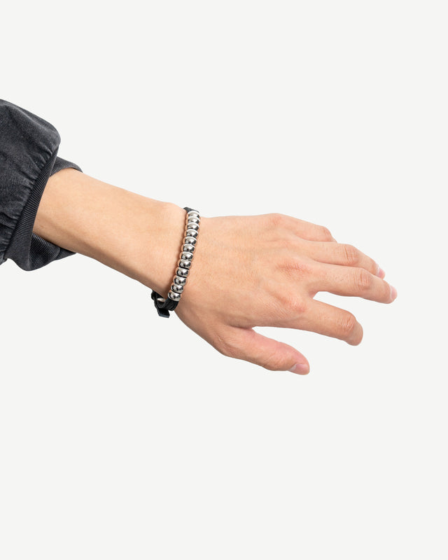 LEATHER CORD BEAD BRACELET (REINOMONO LEATHER)