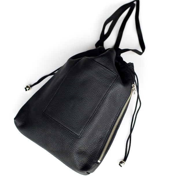 kakuji kincyaku 30 / キリハナ角字巾着30 / BLACK