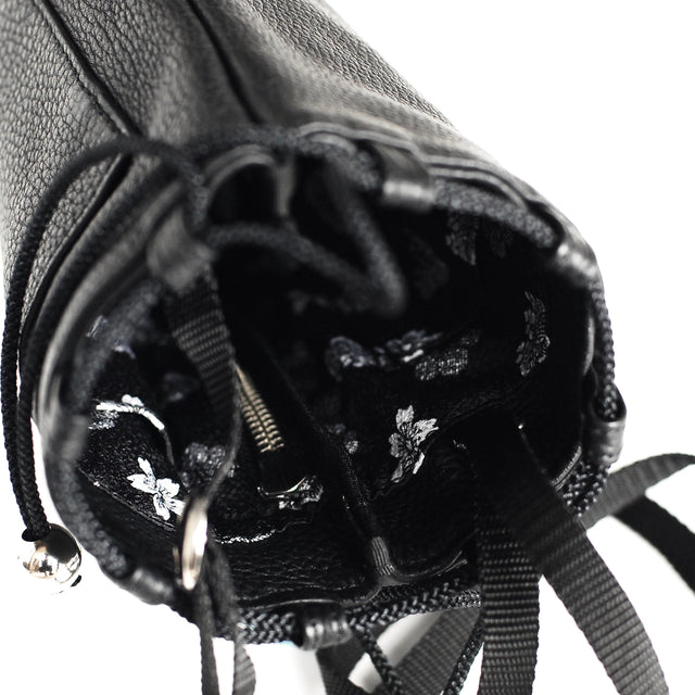 kakuji kincyaku 25 / キリハナ角字巾着25 / BLACK